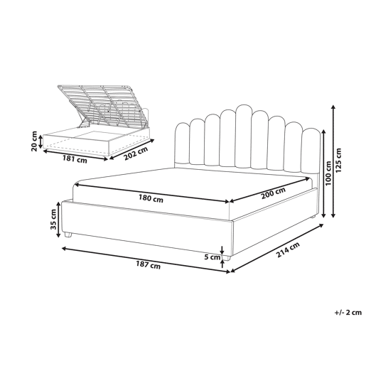 Cama baú Veludo VINCENNES 180 x 200 cm Branco creme