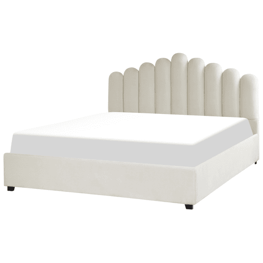 Cama baú Veludo VINCENNES 180 x 200 cm Branco creme