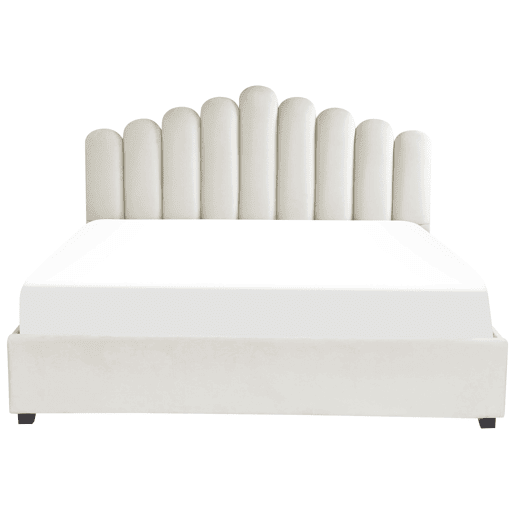 Cama baú Veludo VINCENNES 180 x 200 cm Branco creme