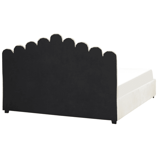 Cama baú Veludo VINCENNES 180 x 200 cm Branco creme