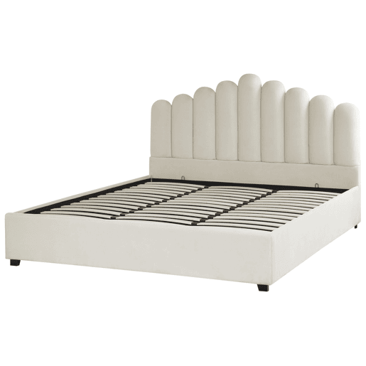 Cama baú Veludo VINCENNES 180 x 200 cm Branco creme