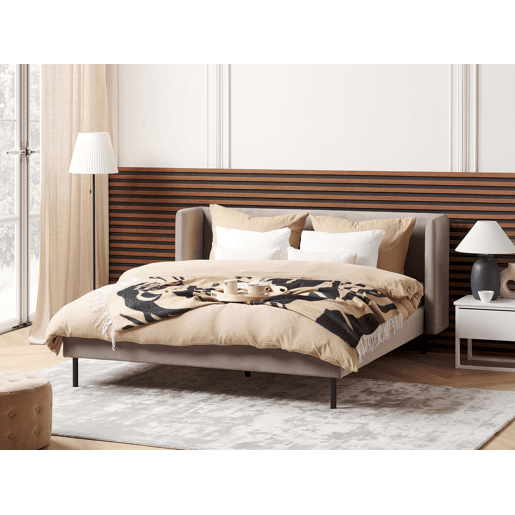 Cama Veludo ARETTE 160 x 200 cm Taupe