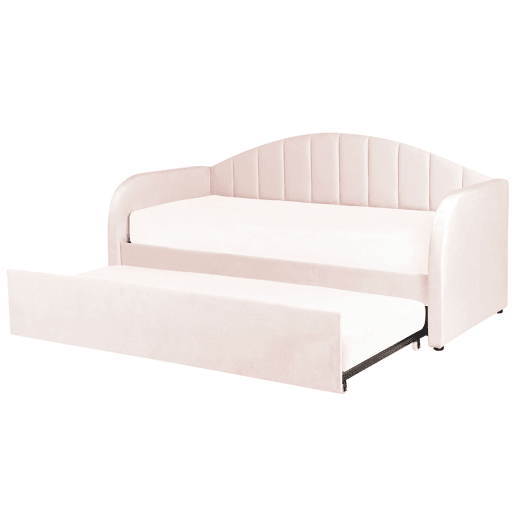Cama gavetão Veludo EYBURIE 90 x 200 cm Rosa pastel