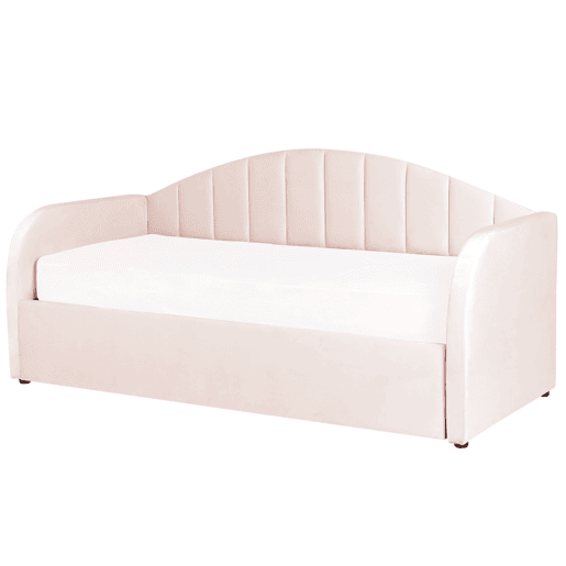 Cama gavetão Veludo EYBURIE 90 x 200 cm Rosa pastel