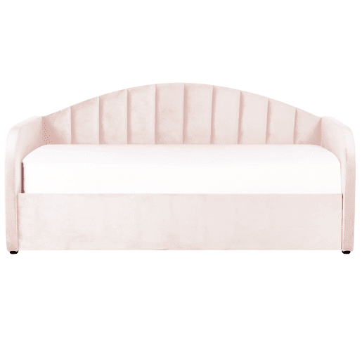 Cama gavetão Veludo EYBURIE 90 x 200 cm Rosa pastel