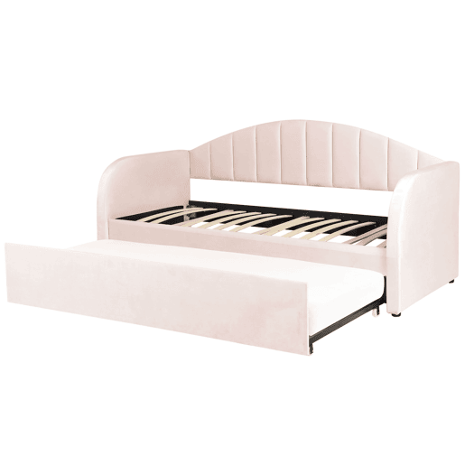 Cama gavetão Veludo EYBURIE 90 x 200 cm Rosa pastel