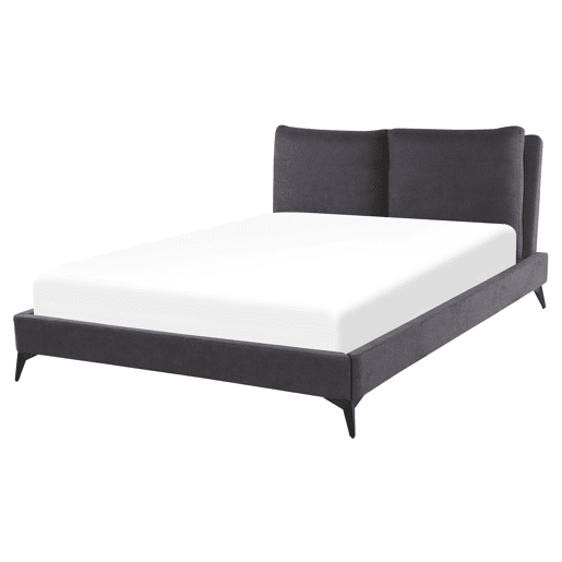 Cama Veludo MELLE 160 x 200 cm Cinzento escuro