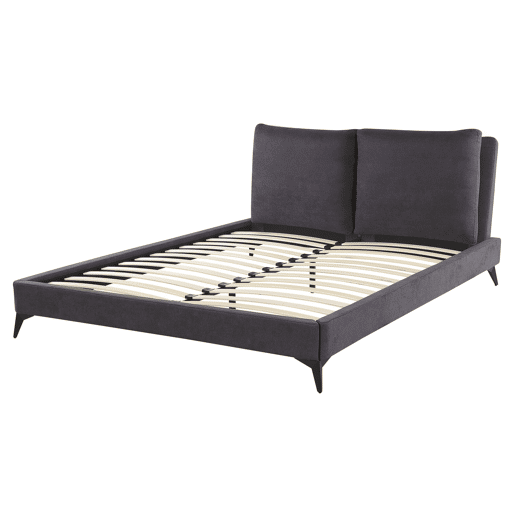 Cama Veludo MELLE 160 x 200 cm Cinzento escuro