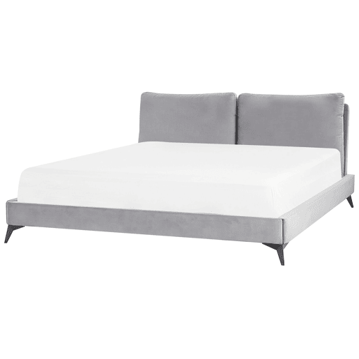 Cama Veludo MELLE 180 x 200 cm Cinzento