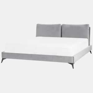 Cama Veludo MELLE 180 x 200 cm Cinzento