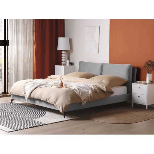 Cama Veludo MELLE 180 x 200 cm Cinzento