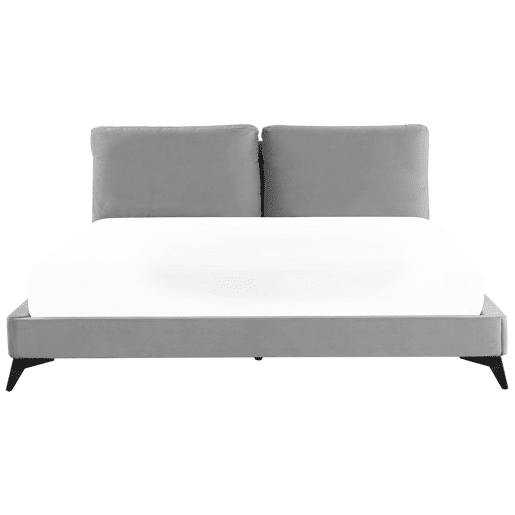 Cama Veludo MELLE 180 x 200 cm Cinzento