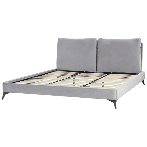Cama Veludo MELLE 180 x 200 cm Cinzento