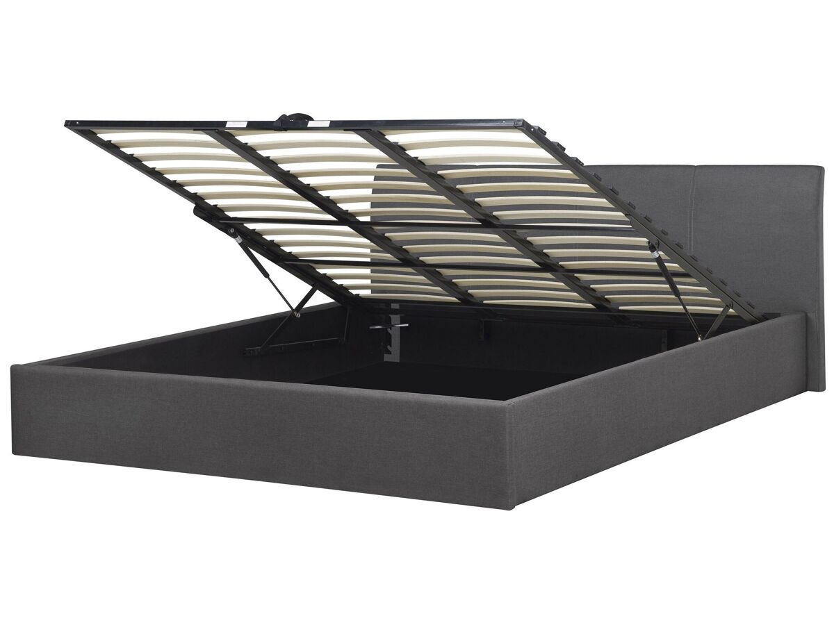 Beliani Cama con almacenaje Poliéster ORBEY 197x212 Gris
