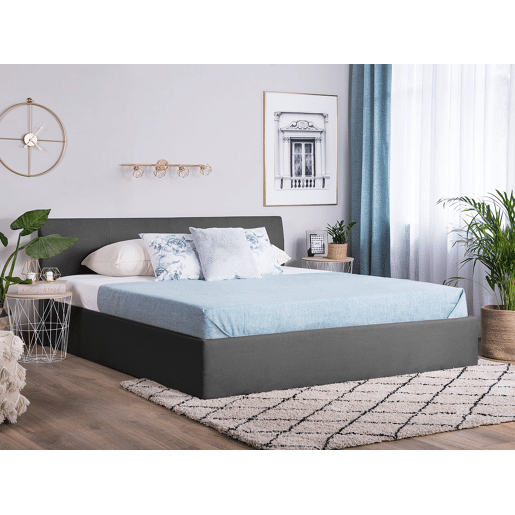 Cama baú Tecido ORBEY 180 x 200 cm Cinzento Cama baú Tecido ORBEY 180 x 200 cm Cinzento