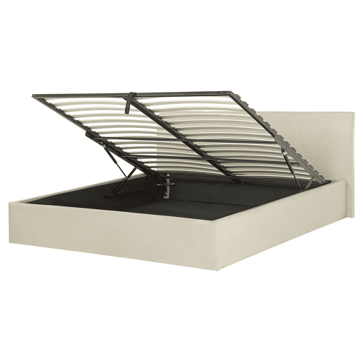 Cama baú Tecido ORBEY 160 x 200 cm Creme claro