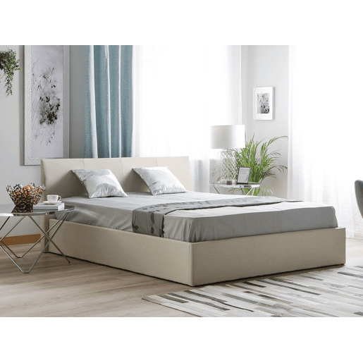 Cama baú Tecido ORBEY 160 x 200 cm Creme claro