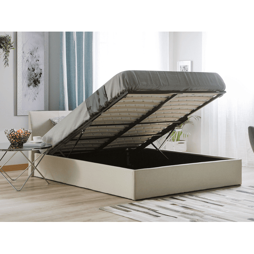 Cama baú Tecido ORBEY 160 x 200 cm Creme claro