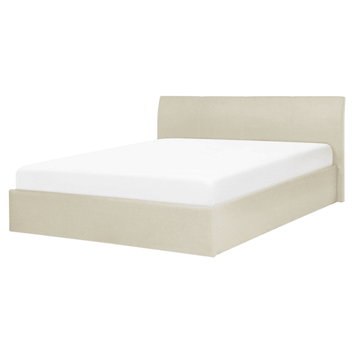 Cama baú Tecido ORBEY 160 x 200 cm Creme claro