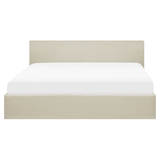 Cama baú Tecido ORBEY 160 x 200 cm Creme claro