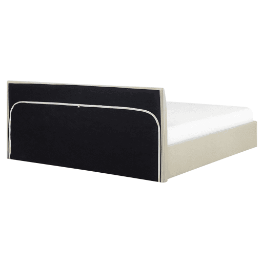 Cama baú Tecido ORBEY 160 x 200 cm Creme claro
