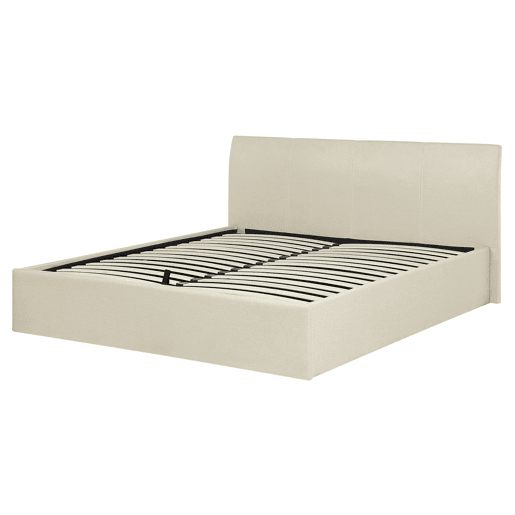 Cama baú Tecido ORBEY 160 x 200 cm Creme claro