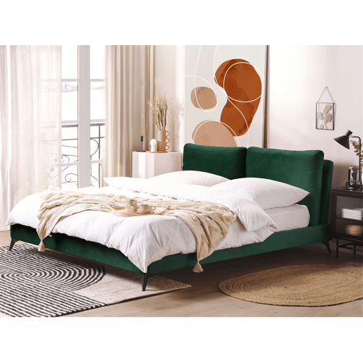 Cama Veludo MELLE 180 x 200 cm Verde esmeralda