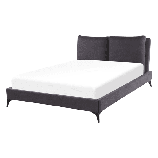 Cama Veludo MELLE 140 x 200 cm Cinzento escuro