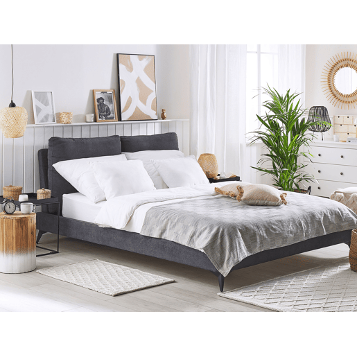 Cama Veludo MELLE 140 x 200 cm Cinzento escuro