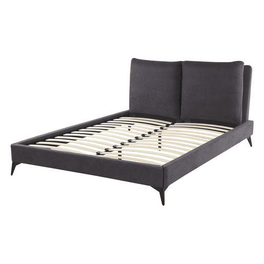 Cama Veludo MELLE 140 x 200 cm Cinzento escuro