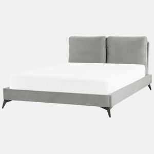 Cama Veludo MELLE 140 x 200 cm Cinzento