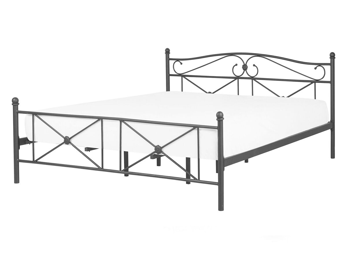 Beliani Cama Acero RODEZ 146x208 Negro