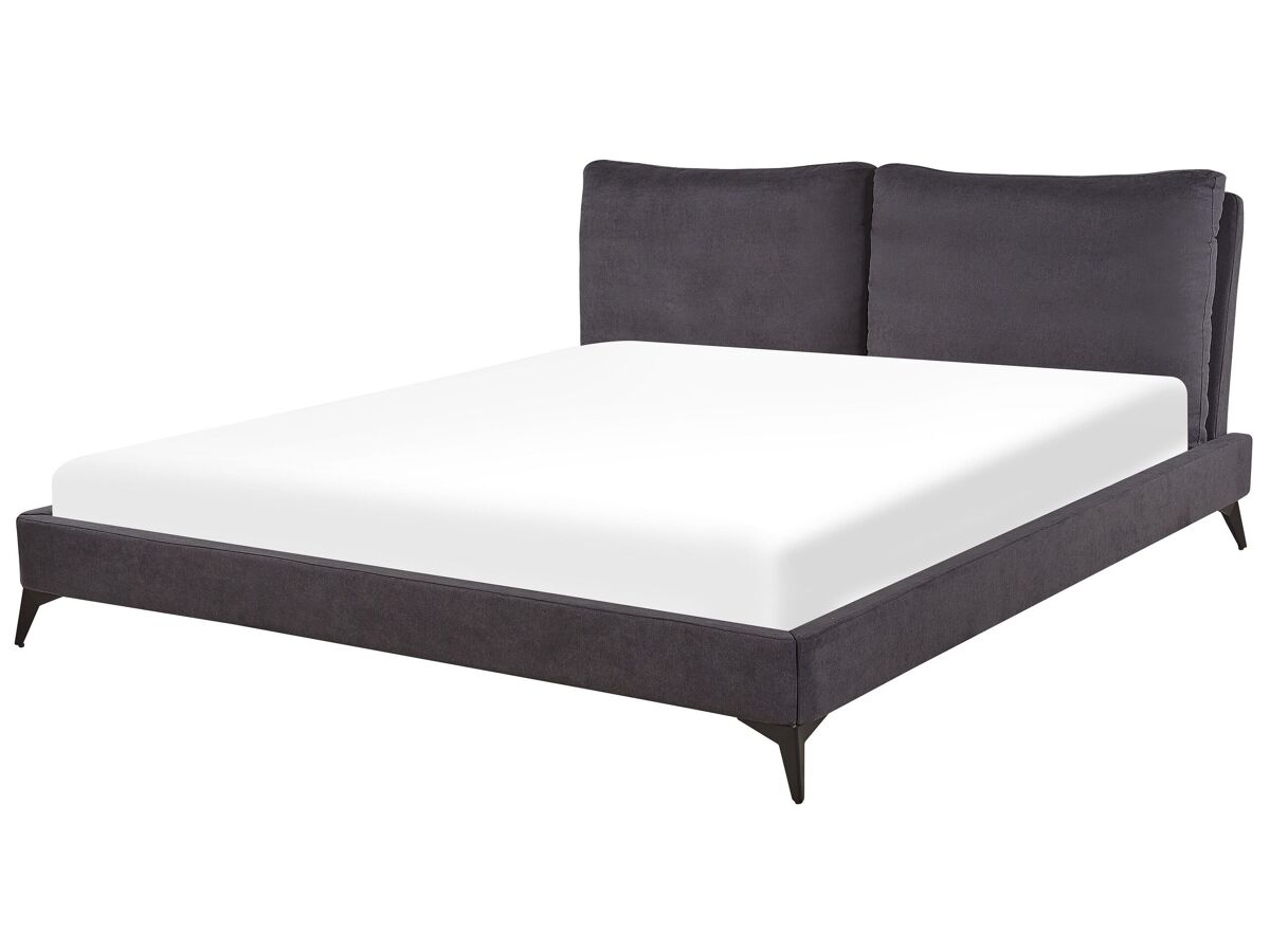 Beliani Cama Terciopelo MELLE 196x233 Gris Oscuro