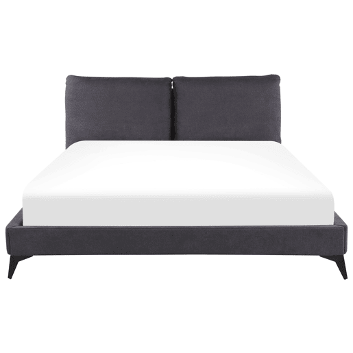 Cama Veludo MELLE 180 x 200 cm Cinzento escuro Cama Veludo MELLE 180 x 200 cm Cinzento escuro