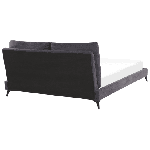 Cama Veludo MELLE 180 x 200 cm Cinzento escuro Cama Veludo MELLE 180 x 200 cm Cinzento escuro