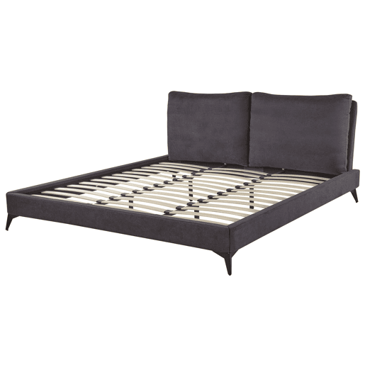 Cama Veludo MELLE 180 x 200 cm Cinzento escuro Cama Veludo MELLE 180 x 200 cm Cinzento escuro