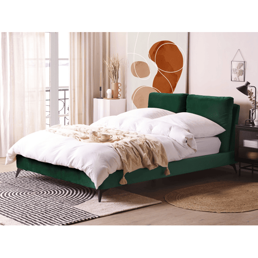 Cama Veludo MELLE 140 x 200 cm Verde esmeralda