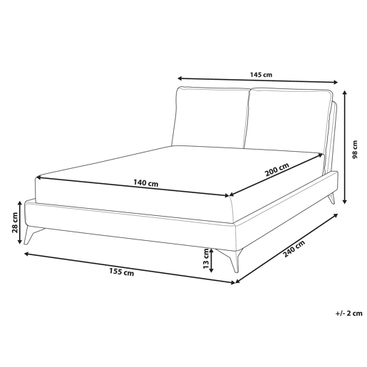 Cama Veludo MELLE 140 x 200 cm Verde esmeralda