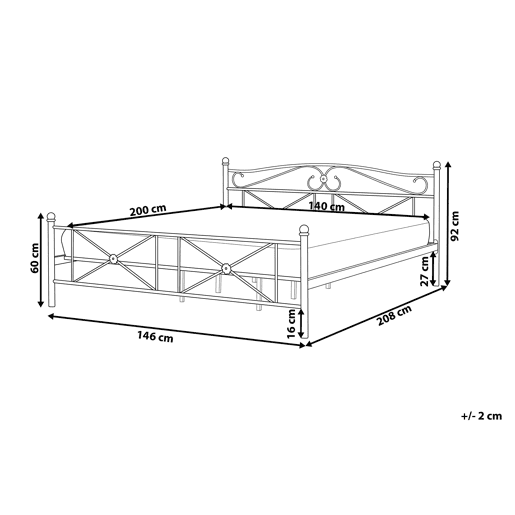 Cama Metal RODEZ 140 x 200 cm Branco