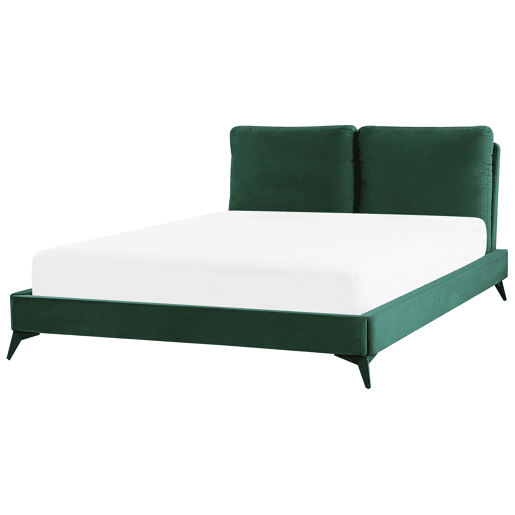 Cama Veludo MELLE 160 x 200 cm Verde esmeralda