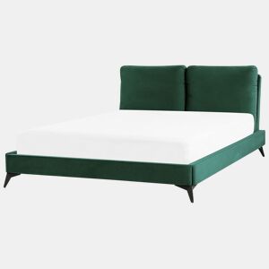 Cama Veludo MELLE 160 x 200 cm Verde esmeralda