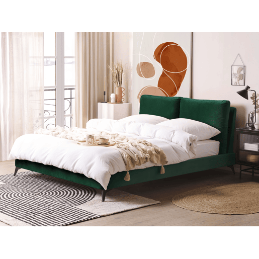 Cama Veludo MELLE 160 x 200 cm Verde esmeralda