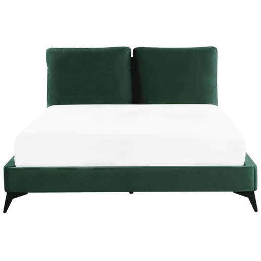 Cama Veludo MELLE 160 x 200 cm Verde esmeralda