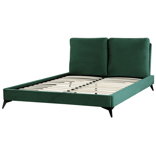 Cama Veludo MELLE 160 x 200 cm Verde esmeralda
