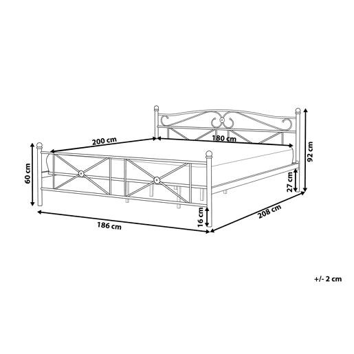 Cama Metal RODEZ 180 x 200 cm Branco