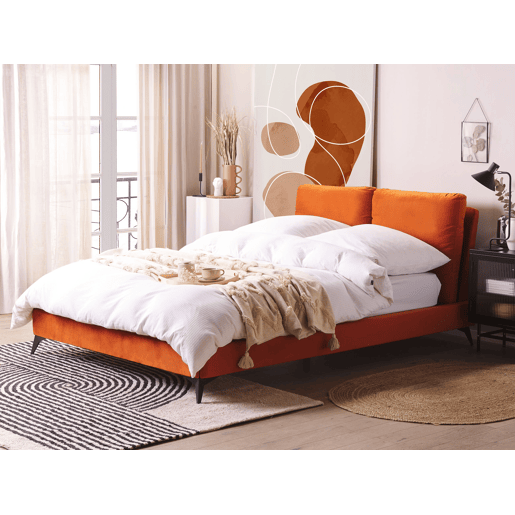 Cama Veludo MELLE 140 x 200 cm Laranja