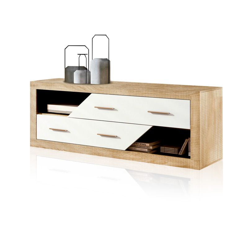 Módulo bajo 2 cajones en cambria y blanco 130 cm nuka cambria - blanco 130 x 50 x 41,4 cm