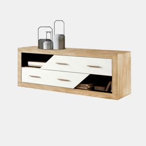 Armário inferior Nuka 2 gavetas Cambria - Branco 130 x 50 x 41,4 cm