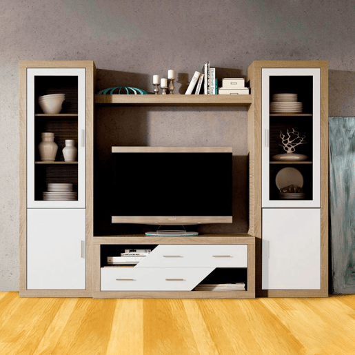 Armário inferior Nuka 2 gavetas Cambria - Branco 130 x 50 x 41,4 cm