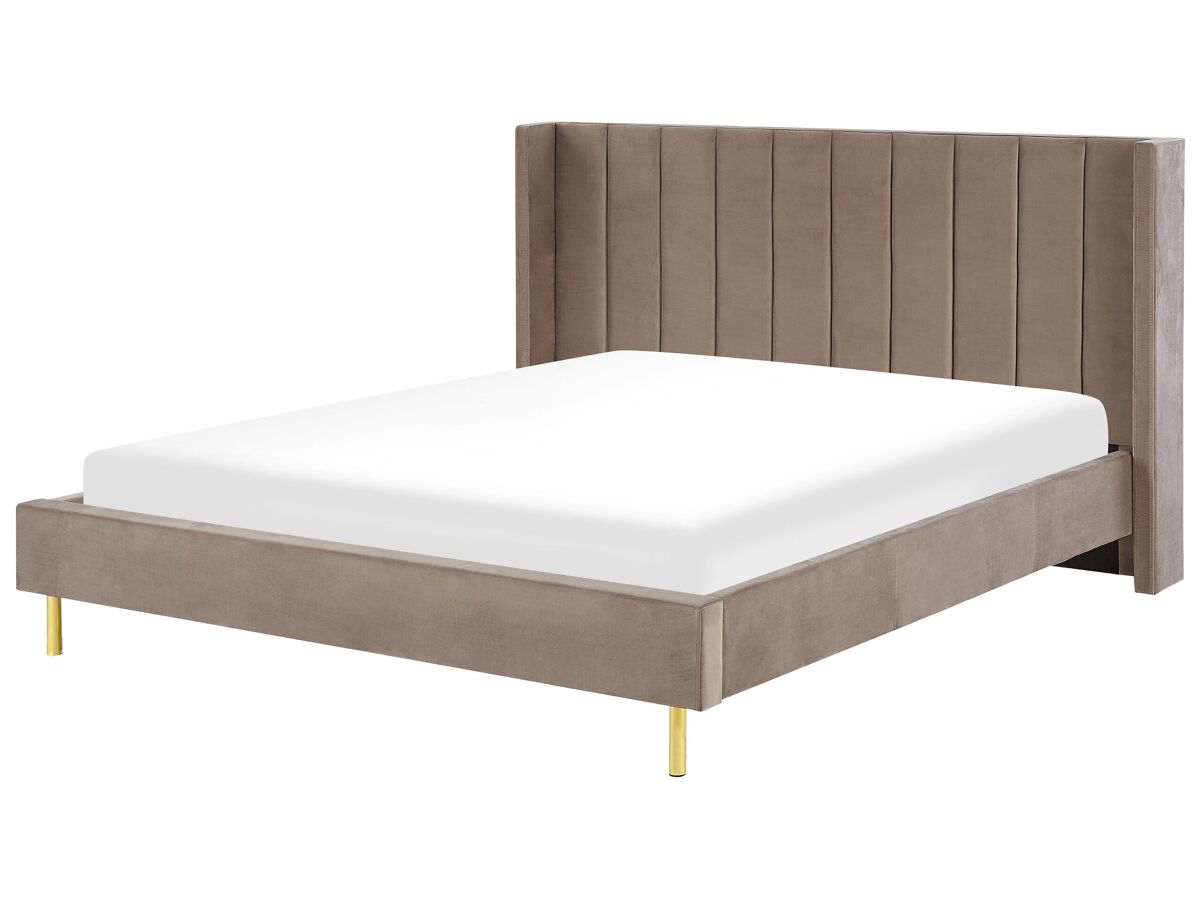 Beliani Cama Terciopelo VILLETTE 205x222 Gris Oscuro